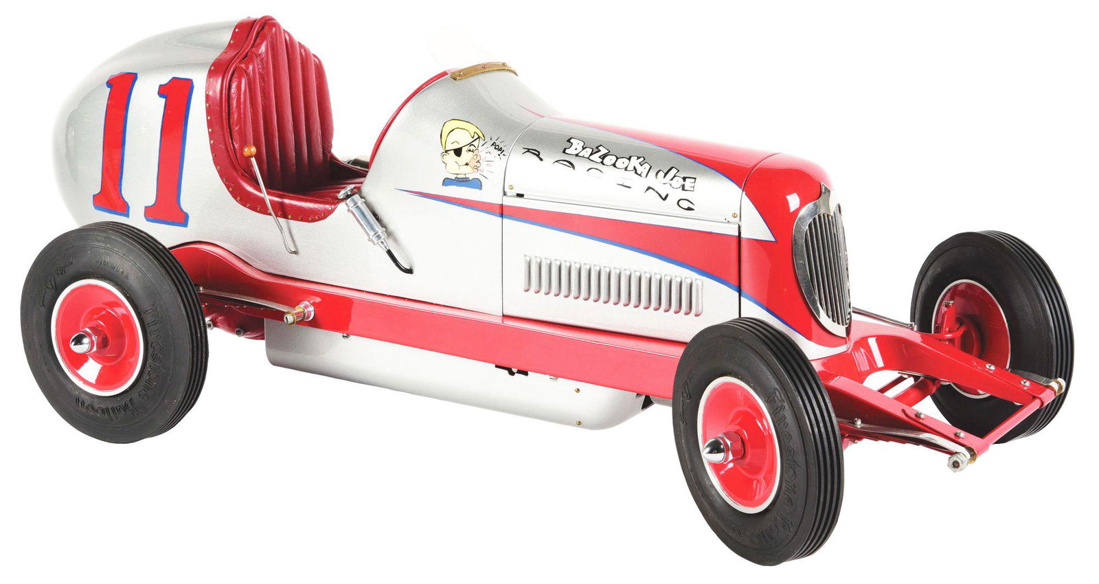 #11 SILVER AND RED BAZOOKA JOE RACING TETHER CAR. (1 of 3)