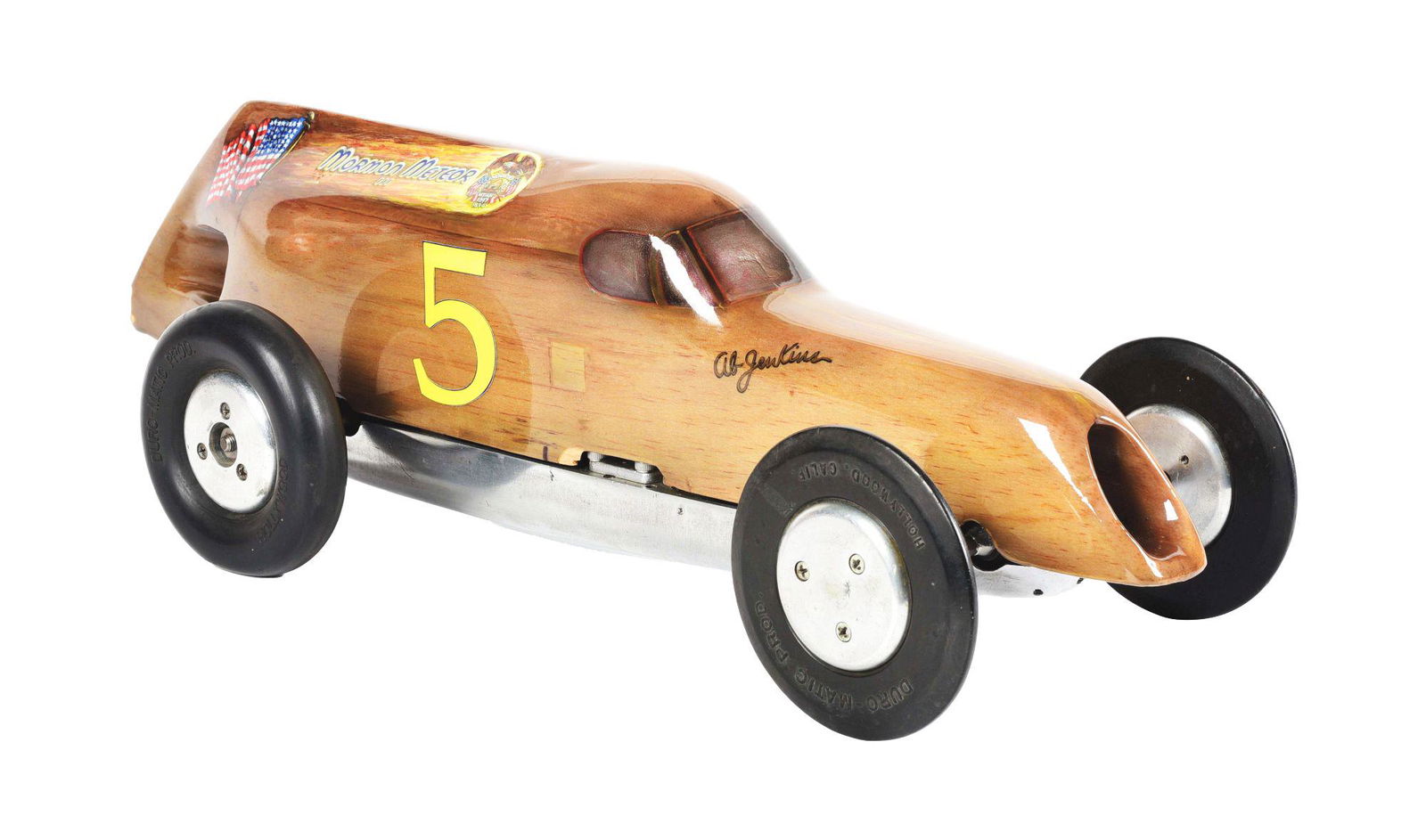 #5 WOOD FINISH LOOKING TETHER CAR. (1 of 3)