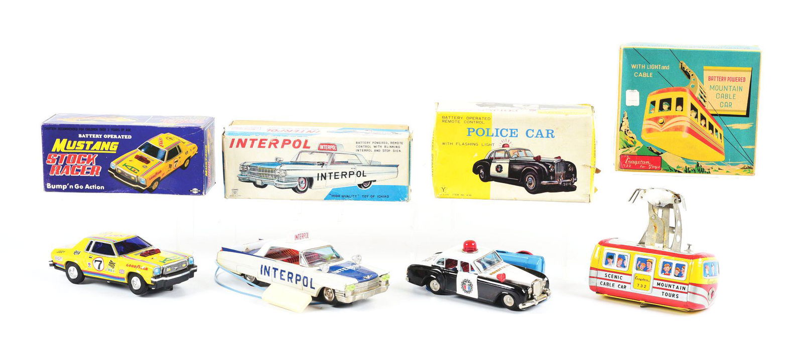 LOT OF 4: VARIOUS JAPANESE BATTERY-OPERATED VEHICLE TOYS IN ORIGINAL BOXES. (1 of 3)