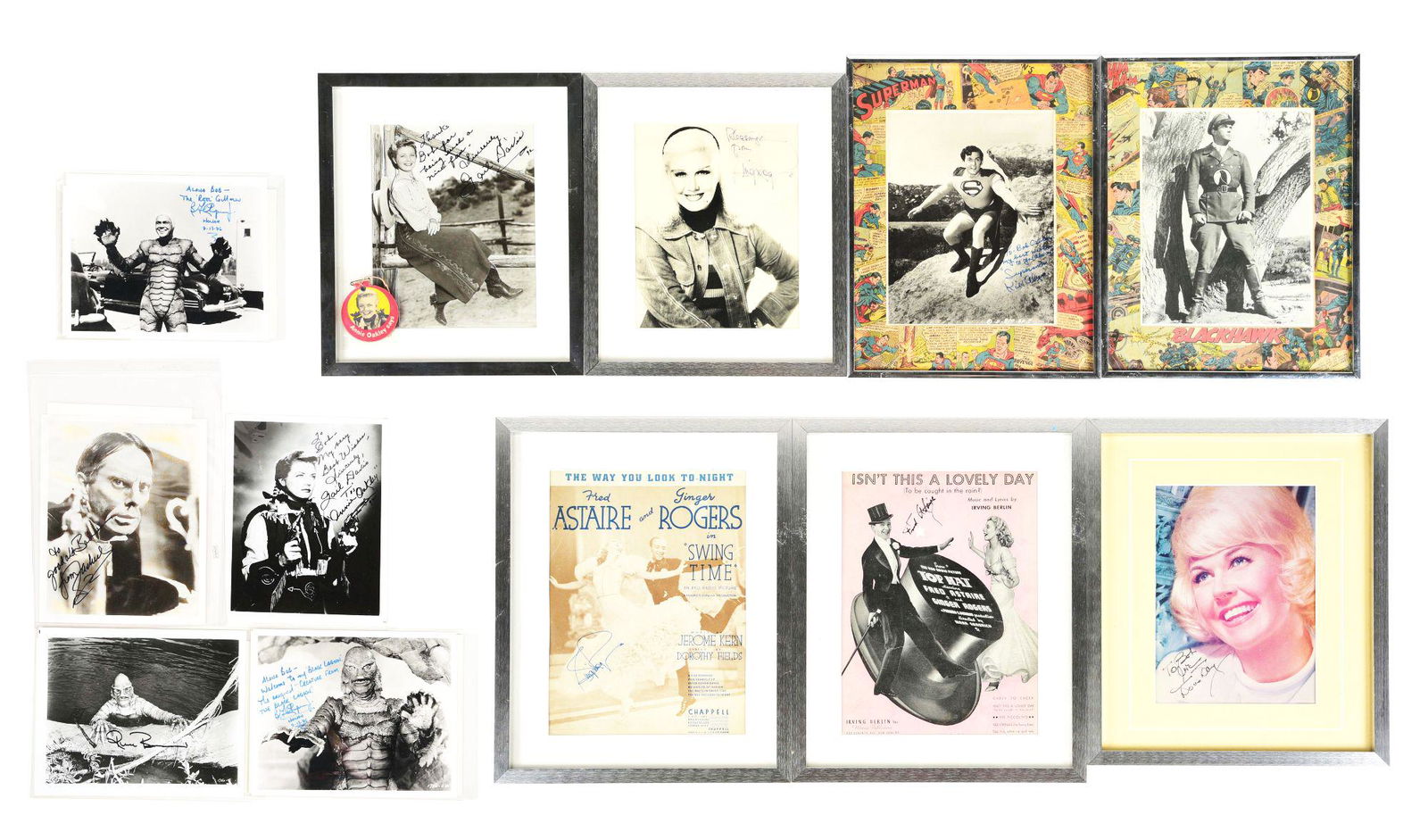 LOT OF 12: VARIOUS FRAMED & UNFRAMED TV & MOVIE STAR PHOTOS W/ AUTOGRAPHS. (1 of 4)