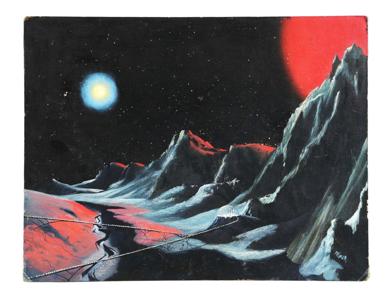 VINTAGE MIKE MINOR ORIGINAL SPACE PAINTING. (1 of 2)