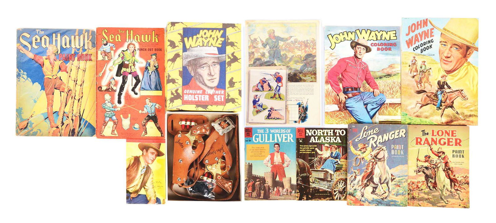 LOT OF 11: VARIOUS JOHN WAYNE, SEA HAWK, THE LONE RANGER & OTHER ITEMS. (1 of 3)