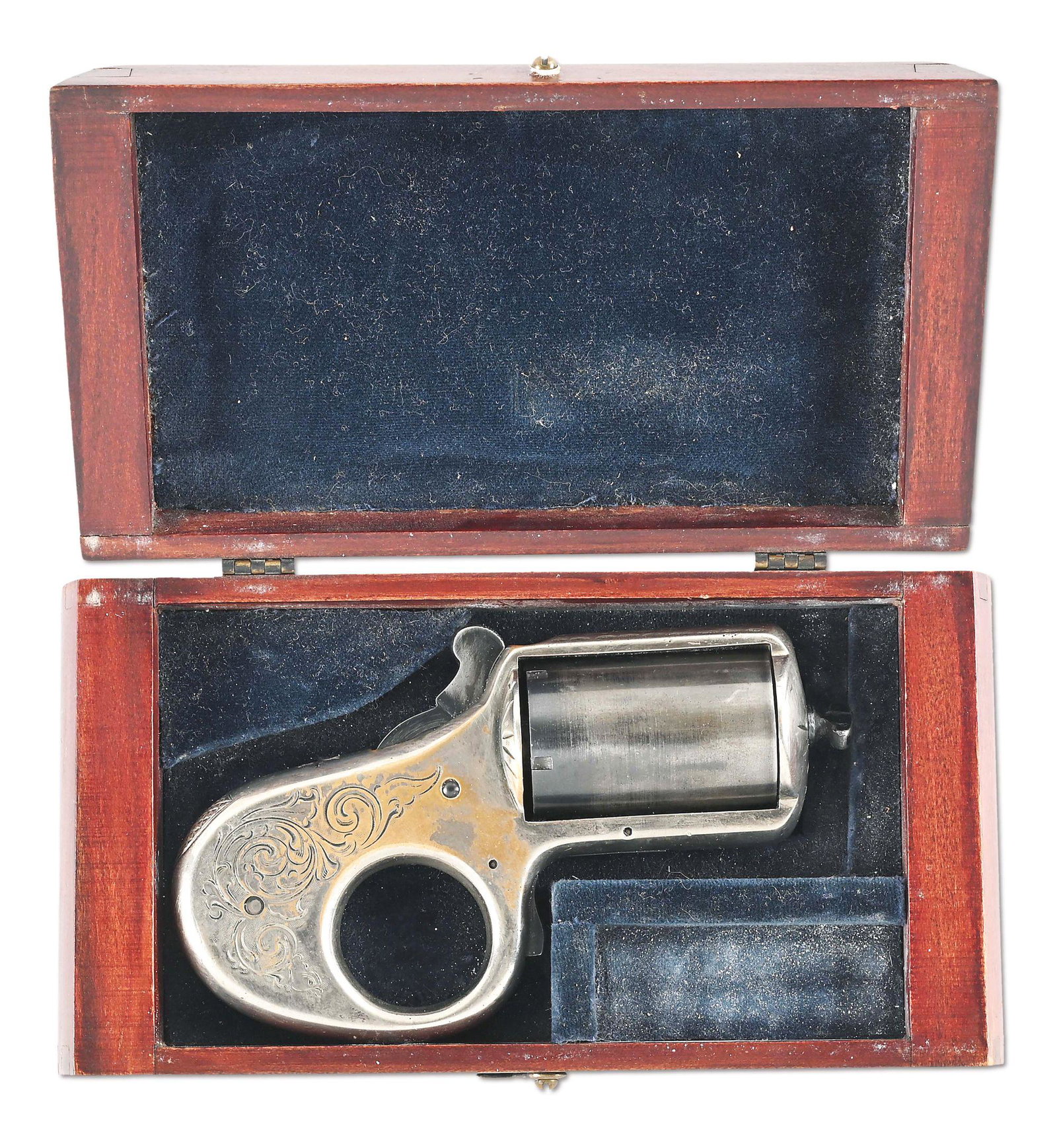 (A) REID MY FRIEND KNUCKLEDUSTER REVOLVER.: Approximately 3,100 manufactured circa 1870 to 1882 by James Reid of Catskill, New York. Fit with a 5-shot blued cylinder retained by a reverse threaded cylinder pin, each marked with the last 2 digit