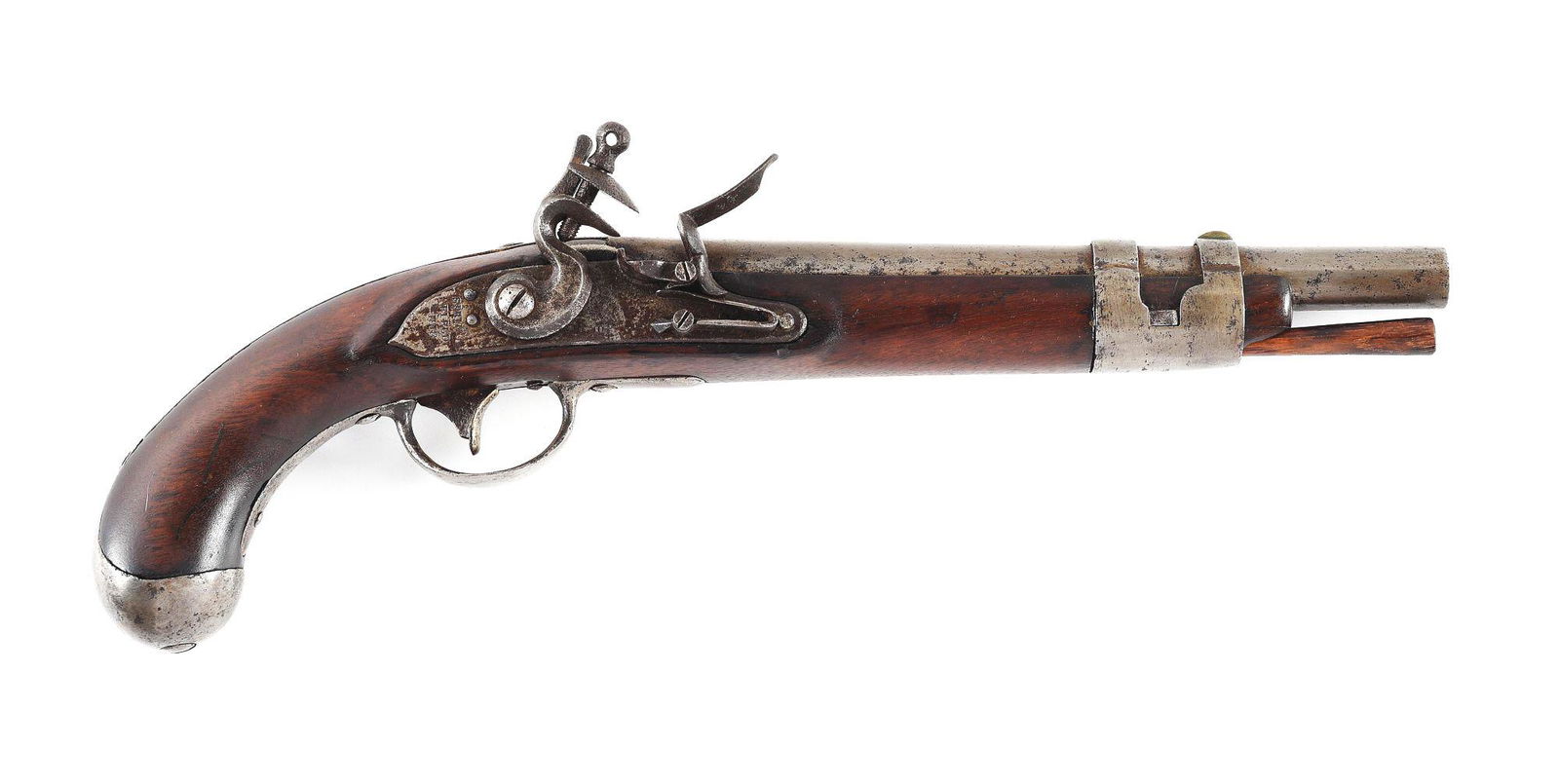(A) RARE SPRINGFIELD MODEL 1817 TYPE I US MARTIAL FLINTLOCK PISTOL, DATED 1818.: 1 of only approximately 400 Model 1817 Type I US Martial flintlock pistols estimated to have been manufactured at Springfield Armory while under the supervision of Colonel Robert Lee, utilizing a Mode