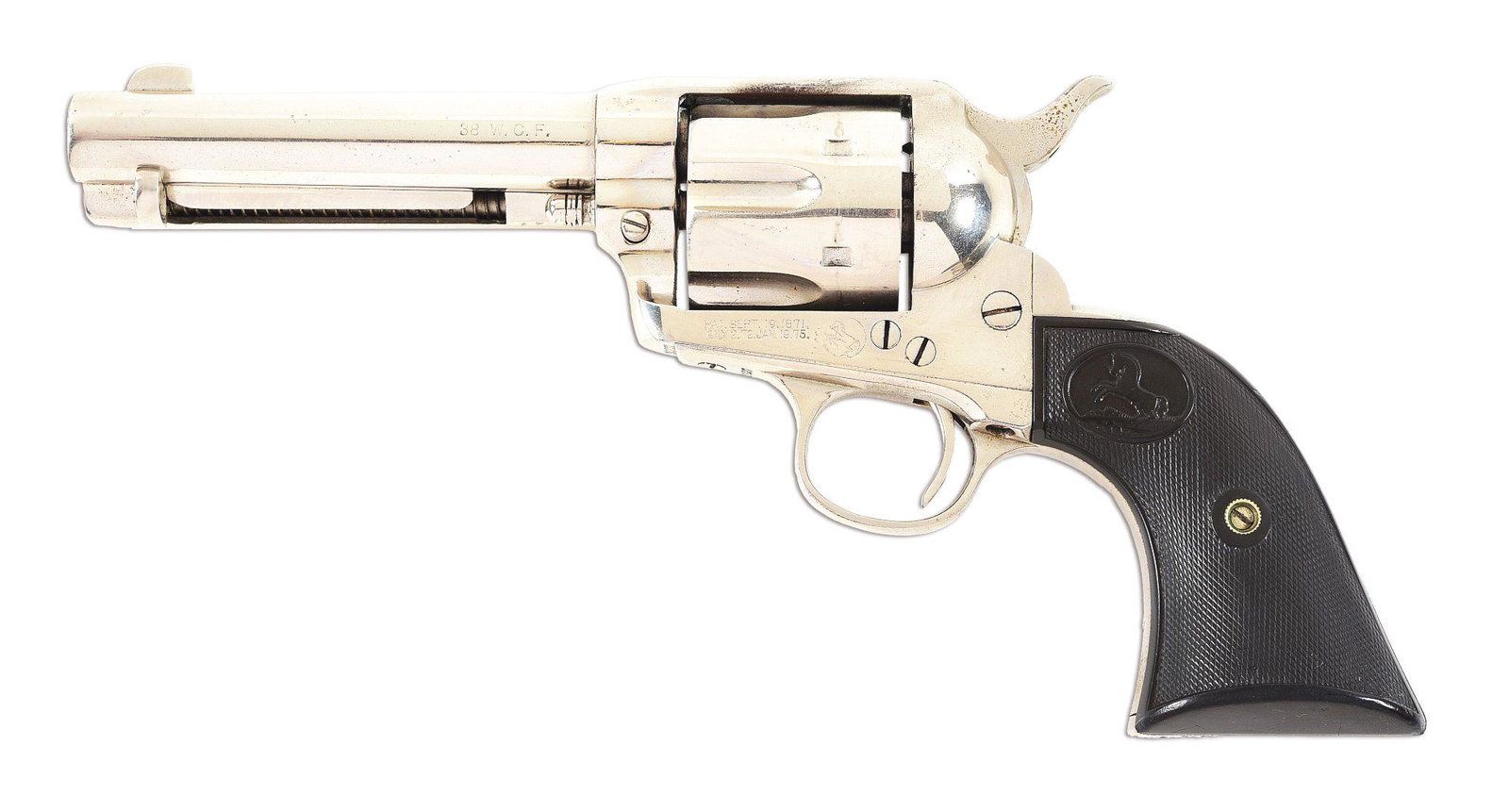 (C) COLT SINGLE ACTION ARMY REVOLVER IN .38-40.: Manufactured by Colt Firearms in 1906 and was sent to Roberts, Sanford & Taylor Company located in Sherman, Texas. Features an original 4 - 3/4" round barrel with Colt 2-line top marking, marked on th