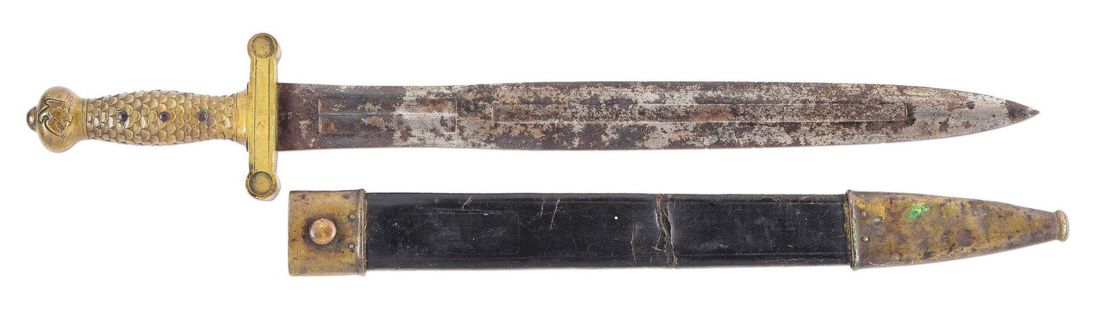 MEXICAN WAR 1847 DATED AMES M1832 FOOT ARTILLERY SWORD.: Very nice example of a Model 1832 Foot Artilleryman’s short sword. This example was produced by the Ames Manufacturing Company of Massachusetts and is dated 1844. The artilleryman’s sword 