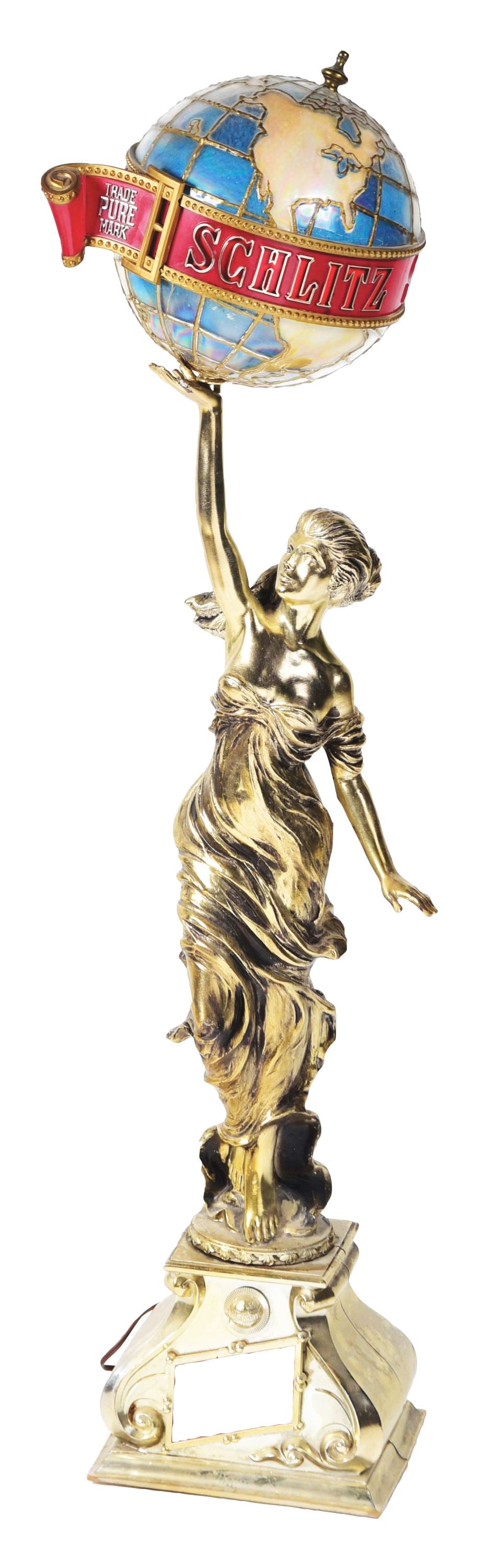 ICONIC SCHLITZ BEER LADY HOLDING THE GLOBE. (1 of 4)