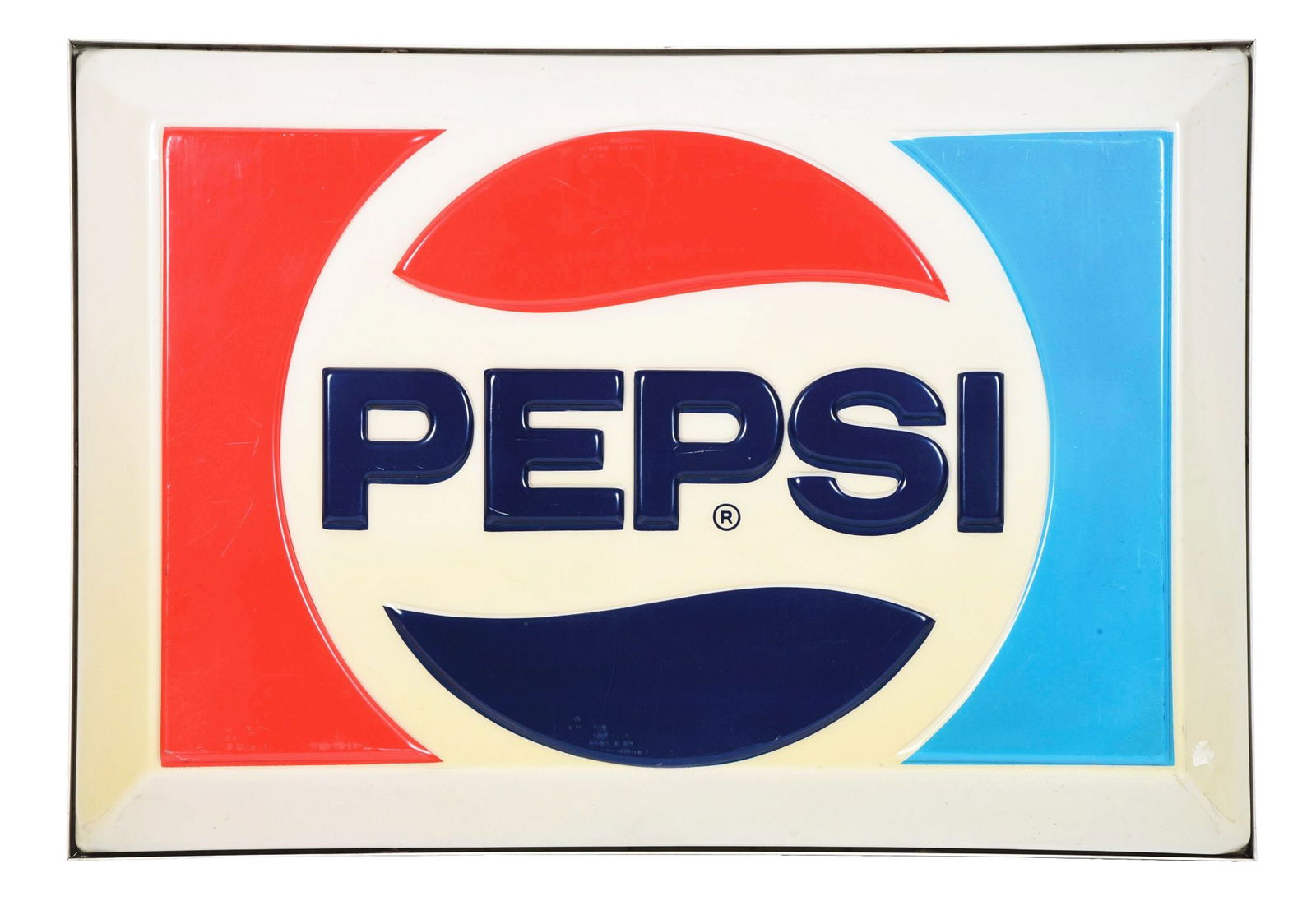 CONVEX PLASTIC PEPSI-COLA SIGN. (1 of 2)