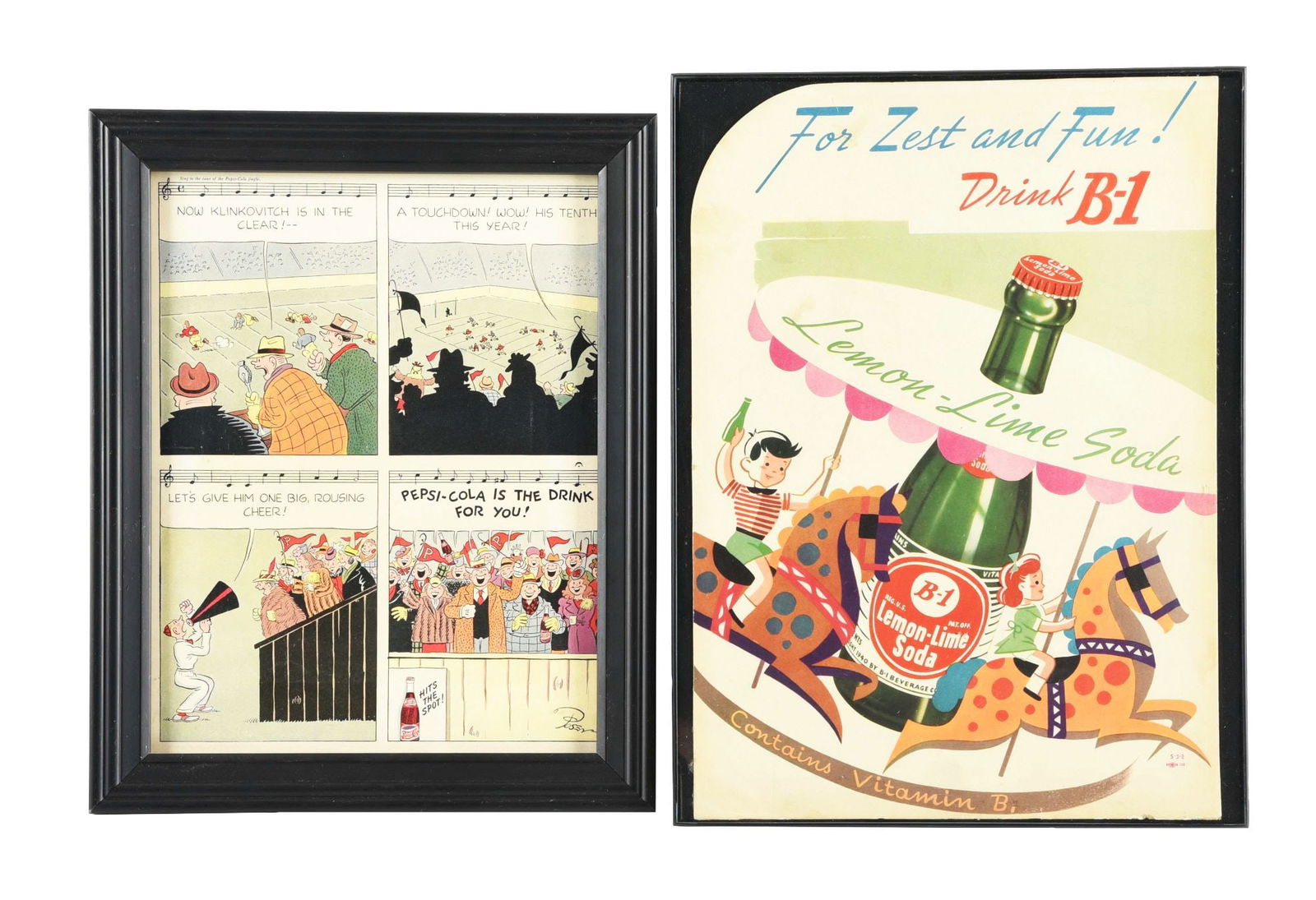 LOT OF 2: SODA POP ADVERTISEMENTS. (1 of 4)