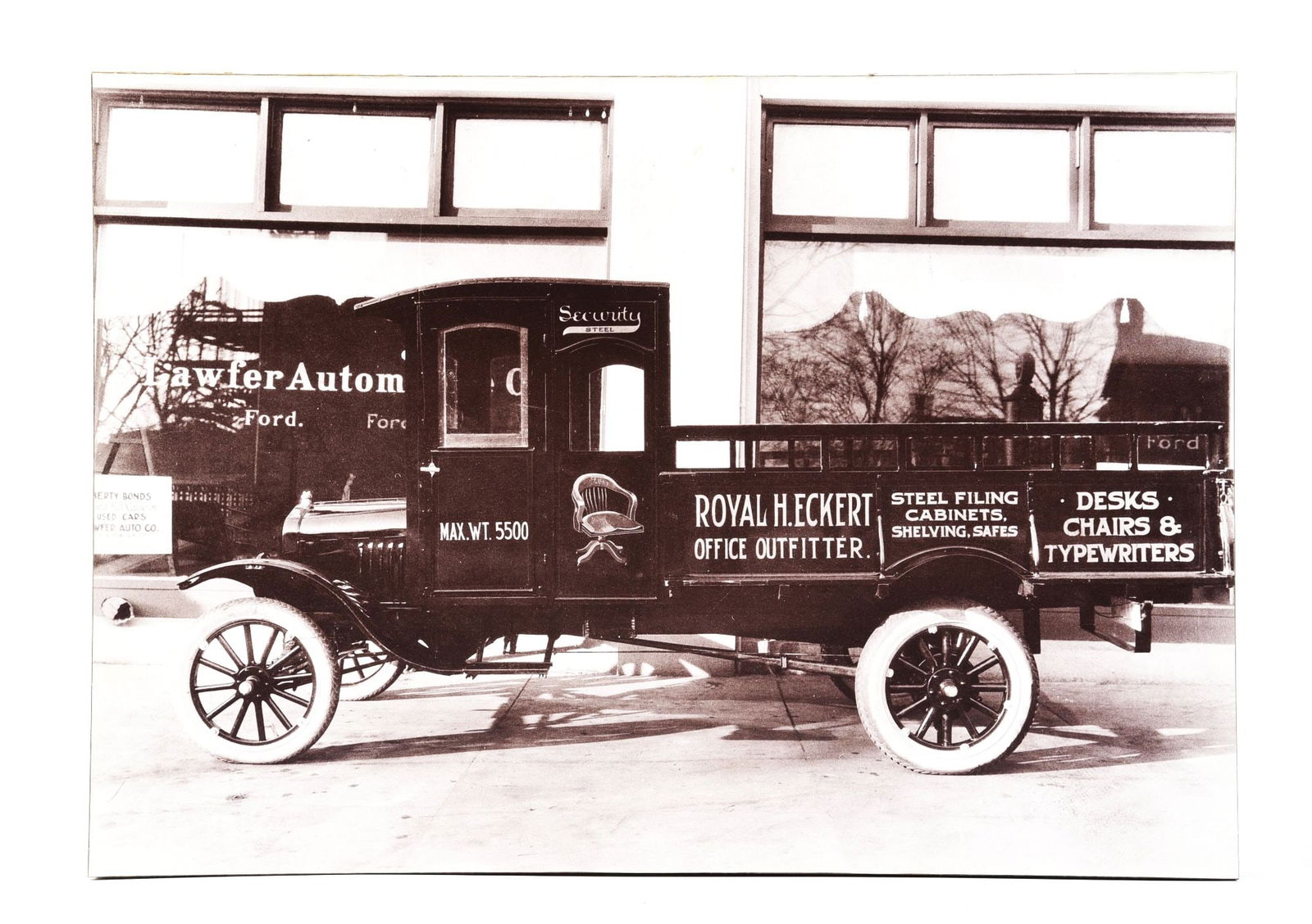 ROYAL H. ECKERT WOOD ADVERTISING PHOTOGRAPH. (1 of 2)