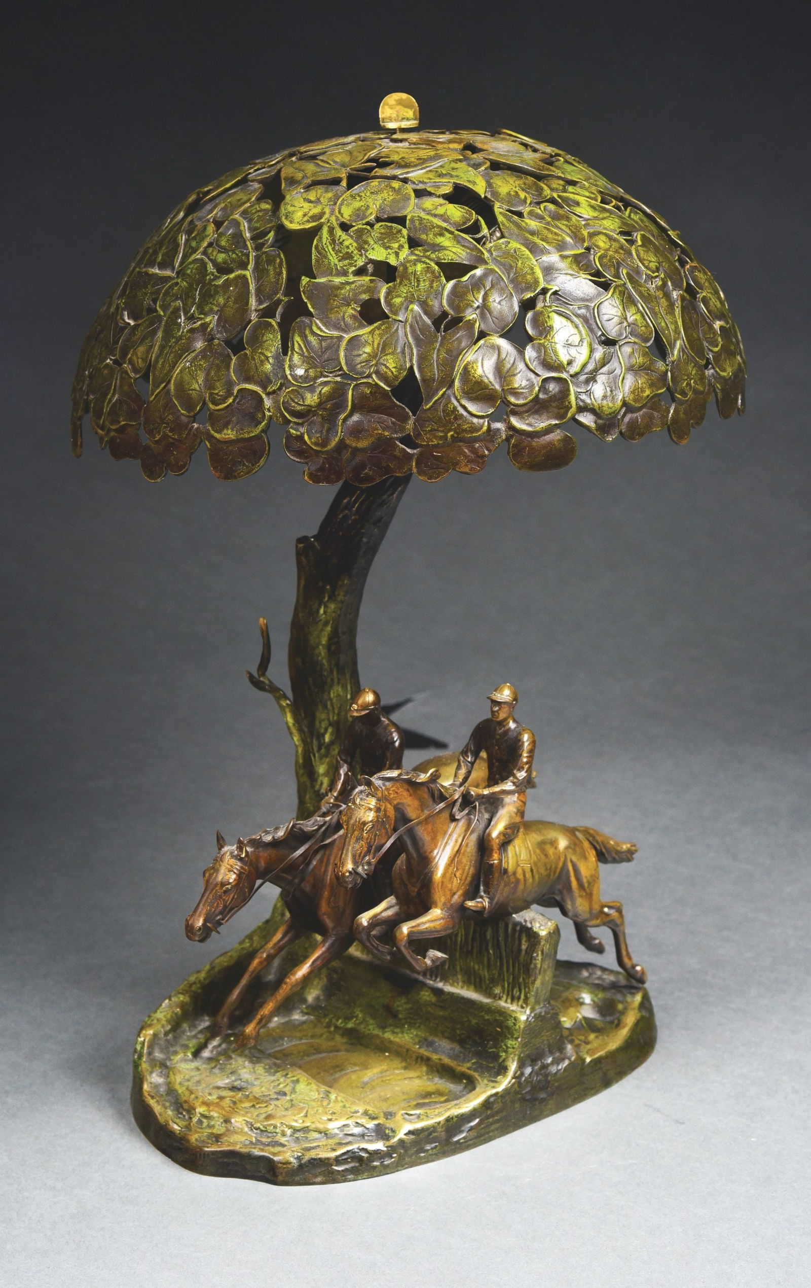 BRONZE FIGURAL EQUESTRIAN DESK LAMP. (1 of 5)
