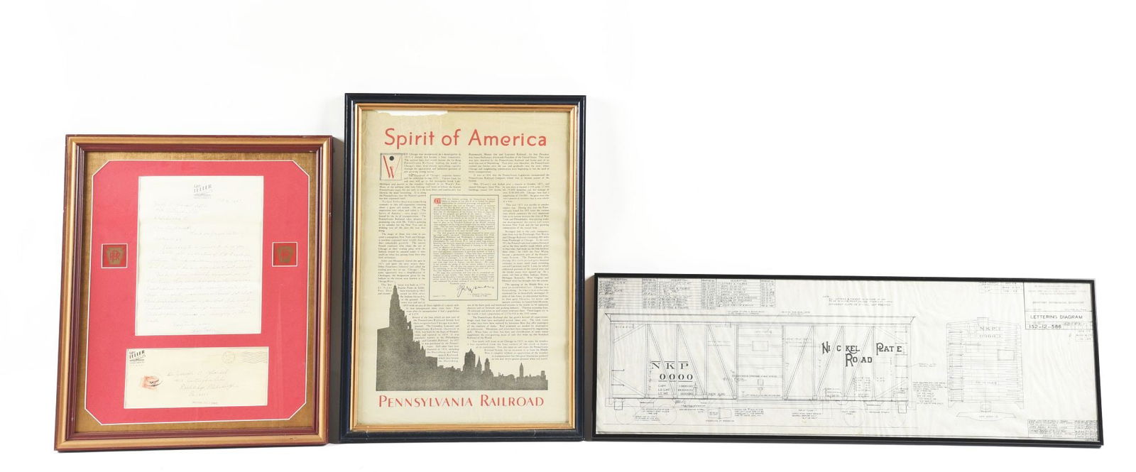 LOT OF 3: FRAMED RAILROAD MEMORABILIA. (1 of 2)