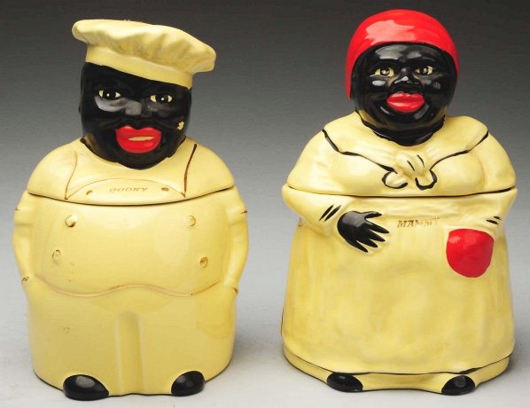Lot of 2: China Cookie Jars.: Includes Cooky and Mammy. Minor paint loss throughout. Condition (Excellent). Size Each: 10" T. ADDITIONAL INFO: No cracks or chips.