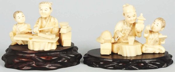 Lot of 2: Netsukes.: Nice detail. Condition (Excellent). Size Largest: 3" L.