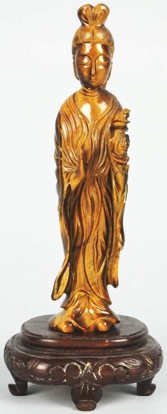 Tiger Eye Oriental Statue.: Nice detail. Condition (Excellent). Size 8 - 1/2" T.