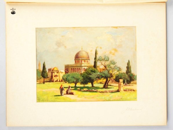 Lot of 3: Prints by J.D. Woodward.: Includes "Palmyra Restored", "The Kremlin", and "The Mosque of Omar". Condition (Excellent). Size Each Matted: 22" x 17".
