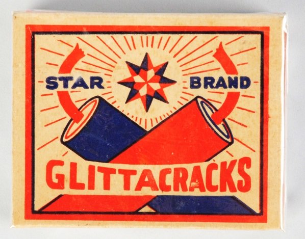 Glitta Cracks 2" Salute Firecrackers.: Class 1. Manufactured by Star Brand. Condition (Near Mint). Size 2 - 1/2" x 4 - 3/8". ADDITIONAL INFO: Full Pack.