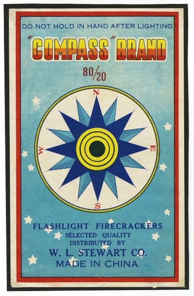 Compass Brand Brick Label 80/20.: Class 1. Distributed by W.L Stewart Company. May be only example known. Condition (Near Mint). Size 9 - 5/8" x 6".