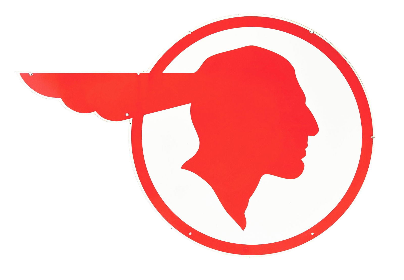 PONTIAC AUTOMOBILES FULL FEATHERED NATIVE AMERICAN PORCELAIN SIGN. (1 of 2)