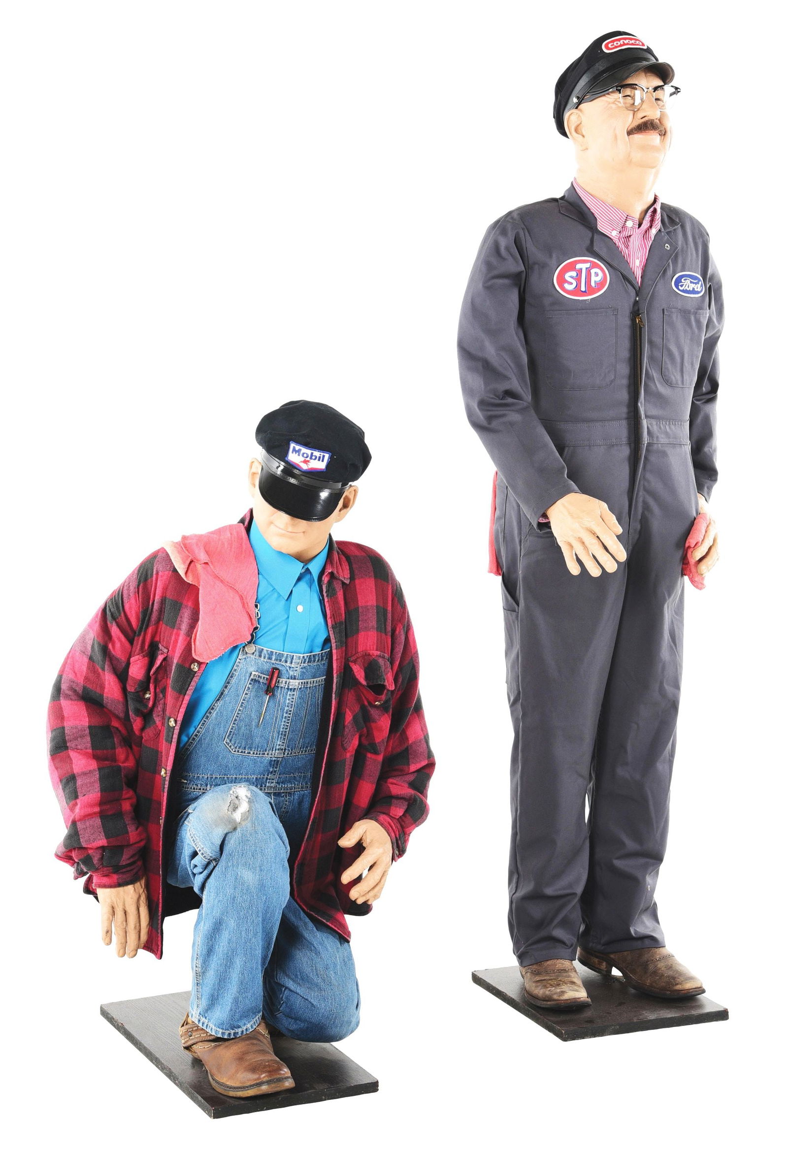 COLLECTION OF 2 FORD AND MOBILGAS SERVICE STATION ATTENDANT-THEMED MANNEQUINS. (1 of 4)
