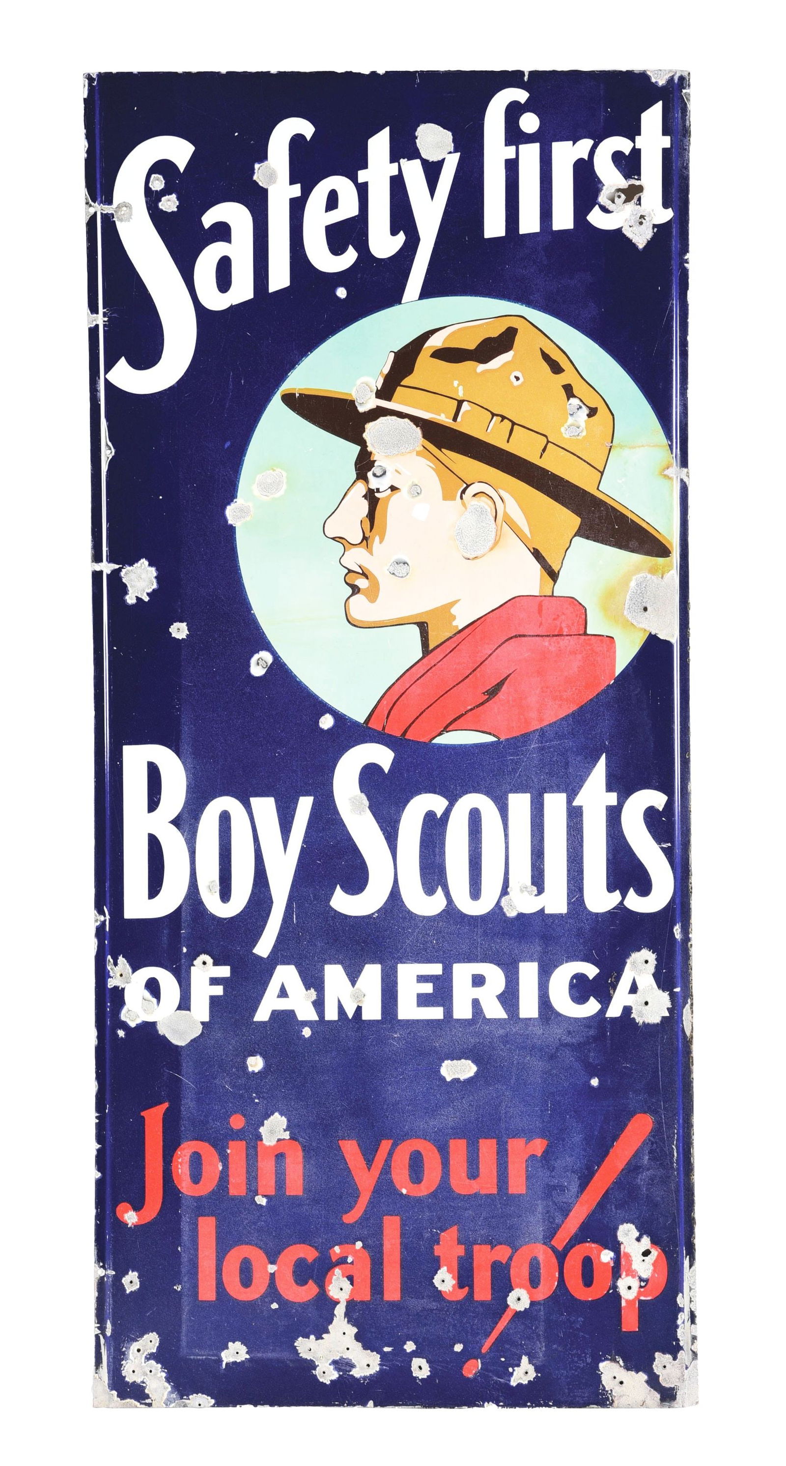 BOY SCOUTS OF AMERICA PORCELAIN LIGHTHOUSE SIGN. (1 of 2)