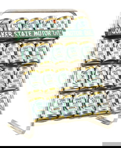 Quaker State Motor Oil Rack W/ 20 One Quart Cans.