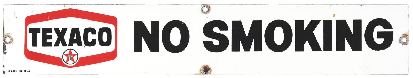 PORCELAIN TEXACO NO SMOKING SIGN. (1 of 3)