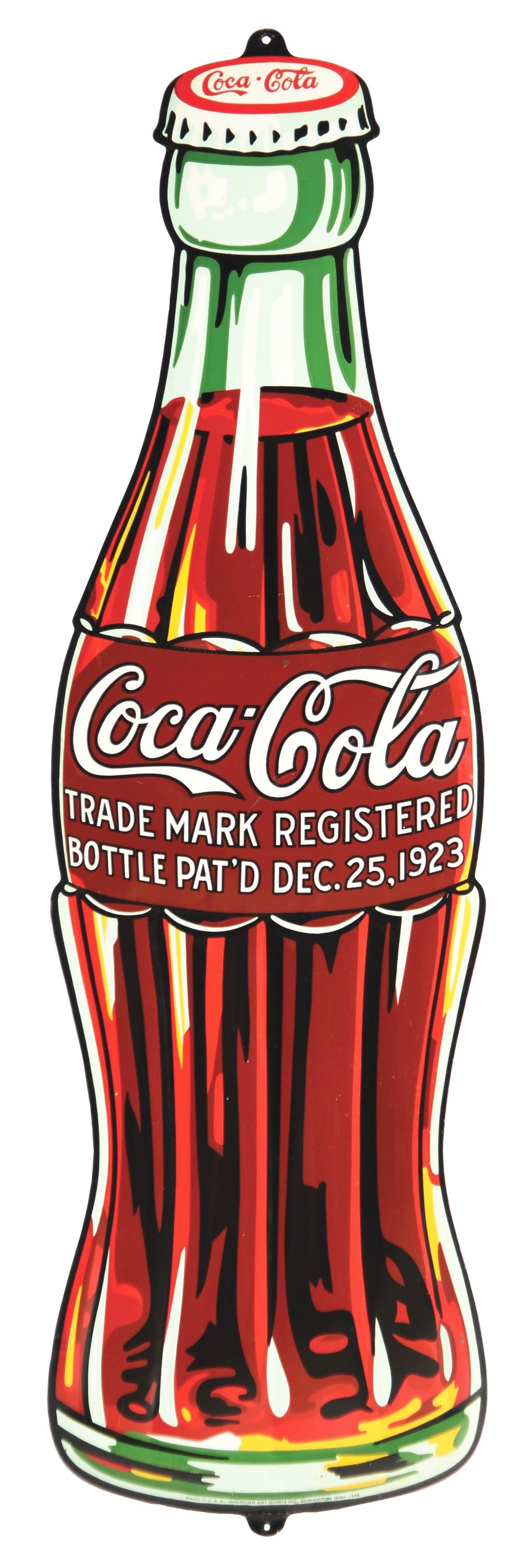 COCA-COLA CHRISTMAS DIE-CUT BOTTLE SIGN. (1 of 3)