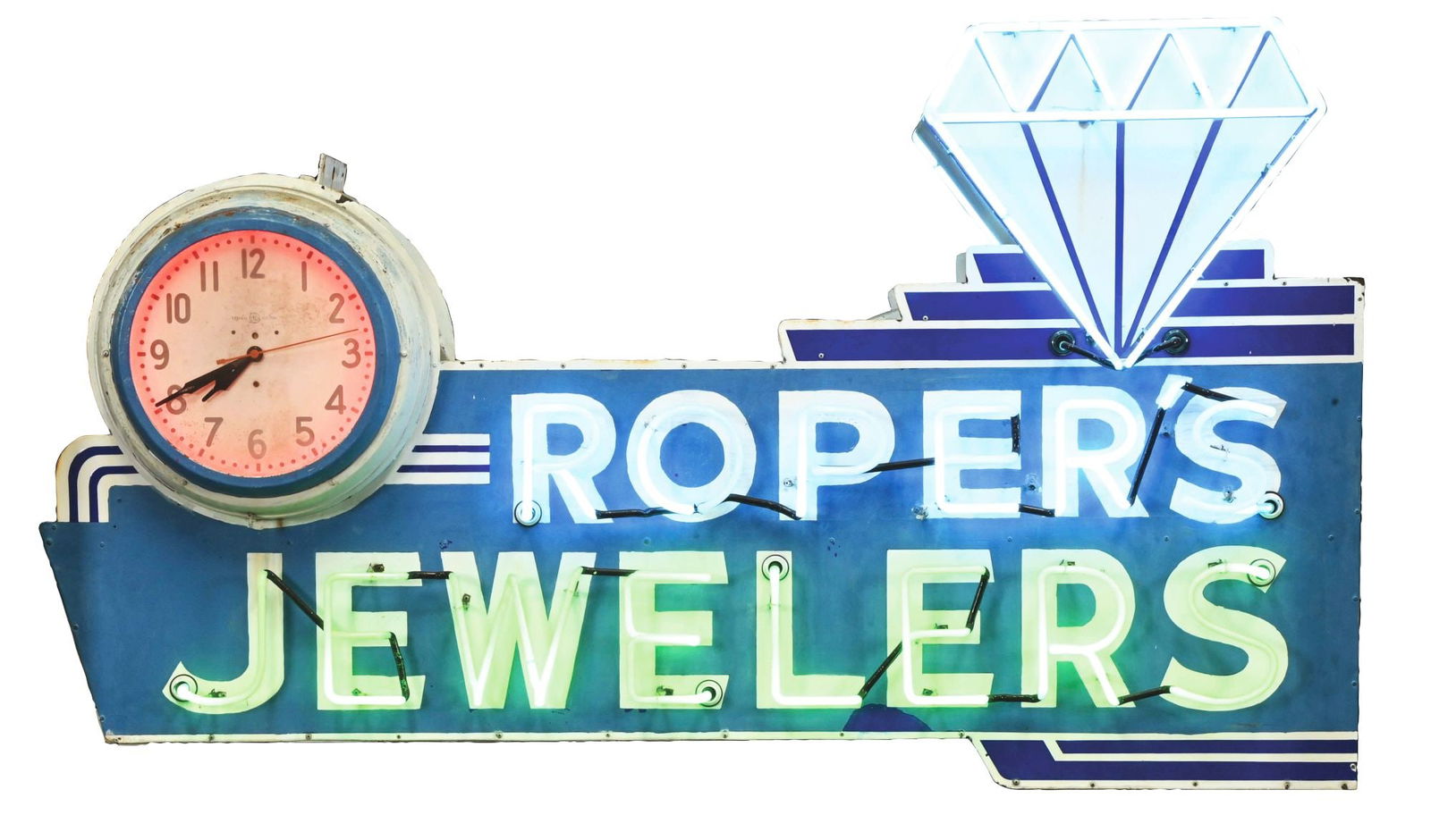 ROPERS JEWELERS NEON W/ CLOCK. (1 of 4)