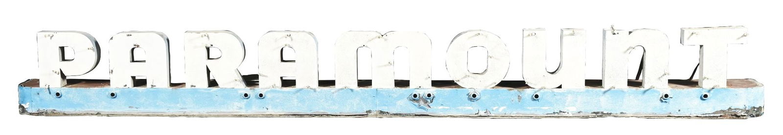 STANDING ROOFTOP PARAMOUNT PAINTED METAL NEON SIGN. (1 of 2)