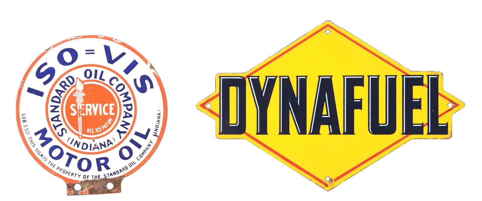 COLLECTION OF 2: DYNAFUEL PUMP PLATE & ISO-VIS LUBESTER PADDLE. (1 of 2)