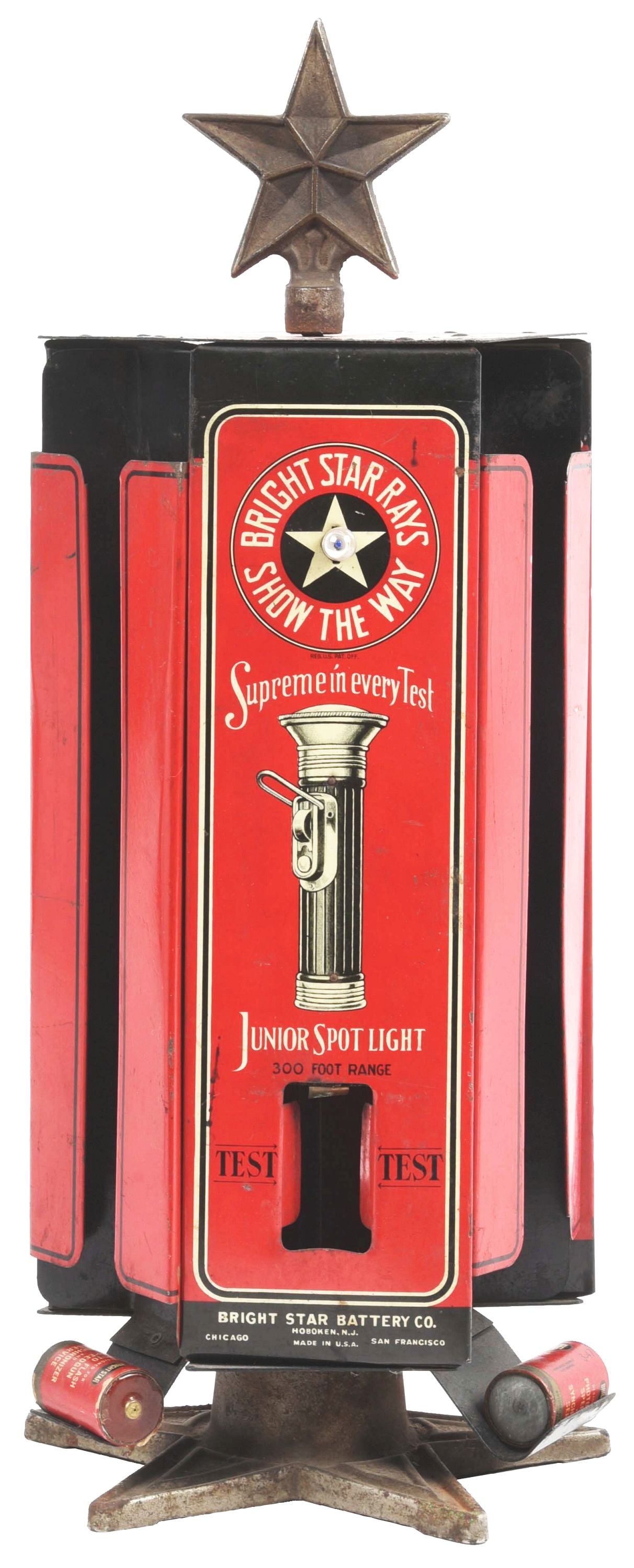 BRIGHT STAR BATTERY COMPANY TIN STORE DISPLAY. (1 of 5)