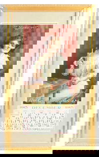 COCA-COLA OR GOLDELLE GINGER ALE PAPER LITHOGRAPHED CALENDAR W/ BEAUTIFUL WOMAN GRAPHIC.: This is a beautiful example of a very rare "Which?" calendar that is oversized and representative of a bottler’s decision to market Goldelle Ginger Ale along with Coca-Cola. Coke did not endorse