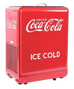 COCA-COLA COOLER JR. WESTING HOUSE COOLER.: A nice example of this cooler from Coca-Cola, featuring the iconic embossed logo. CONDITION: Color and shine is good with only minor wear. This piece is a recent production and is not from the 1930s;