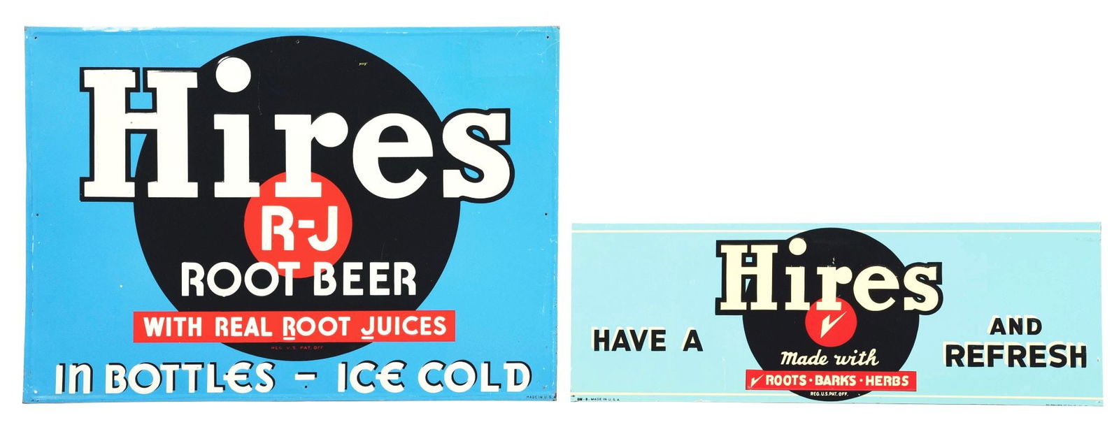 COLLECTION OF 2: HIRES ROOT BEER TIN SIGNS. (1 of 5)