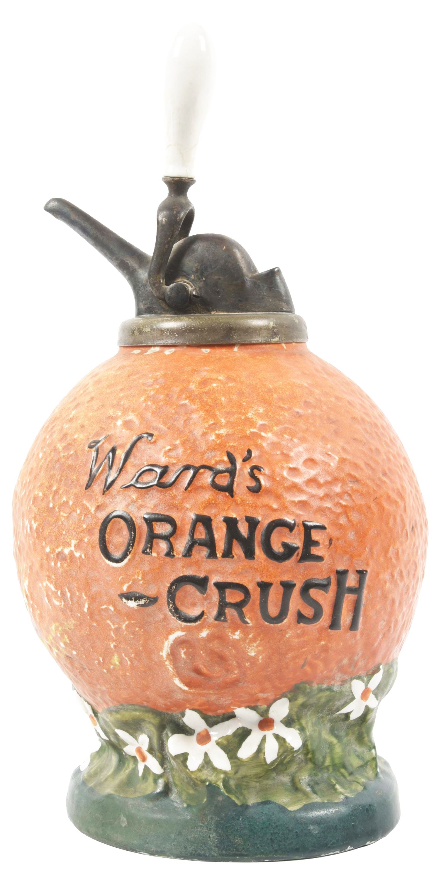 WARD'S ORANGE-CRUSH CERAMIC SYRUP DISPENSER. (1 of 4)