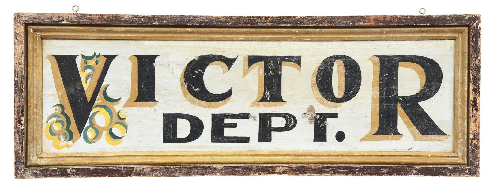 WOODEN VICTOR DEPOT TRADE SIGN. (1 of 2)