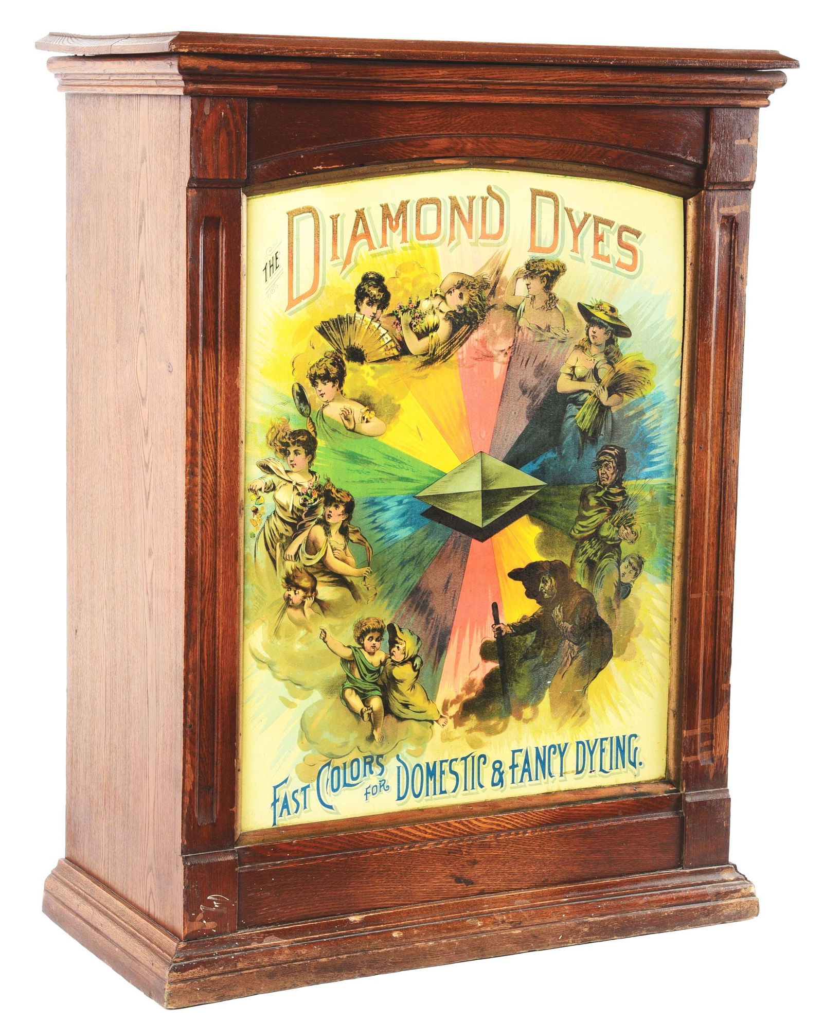 DIAMOND DYES WOOD ADVERTISING CABINET. (1 of 5)