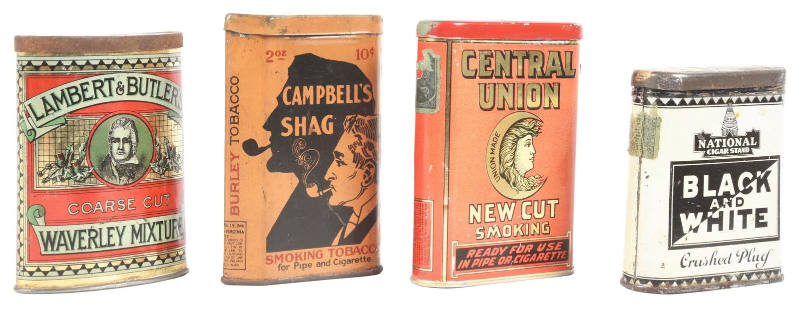 COLLECTION OF 4: TOBACCO POCKET TINS. (1 of 4)