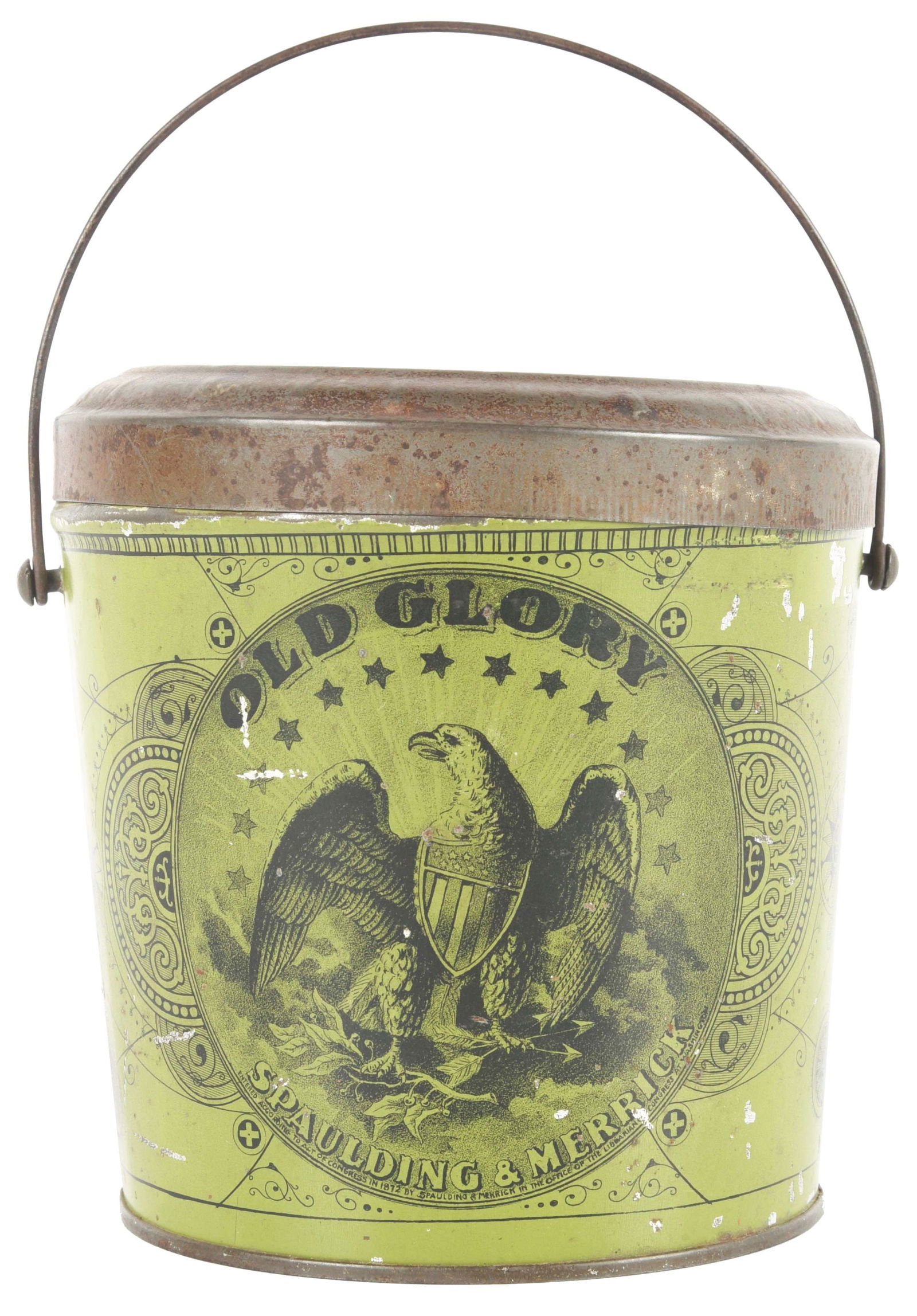 OLD GLORY TIN TOBACCO CANISTER. (1 of 4)