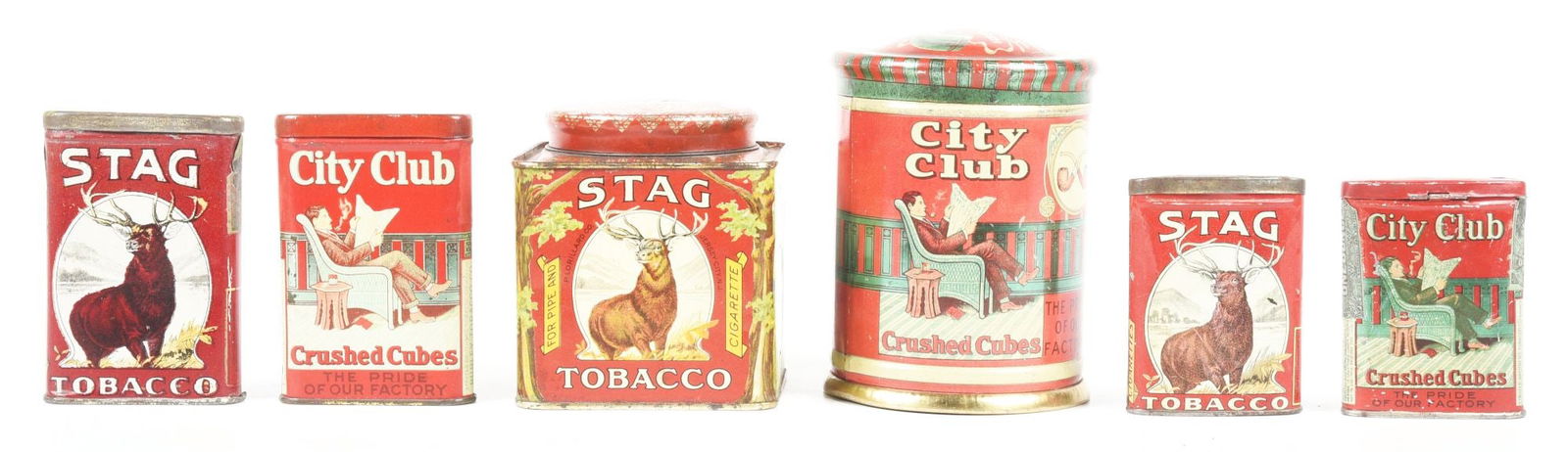 COLLECTION OF 6: STAG & CITY CLUB TOBACCO TINS. (1 of 4)