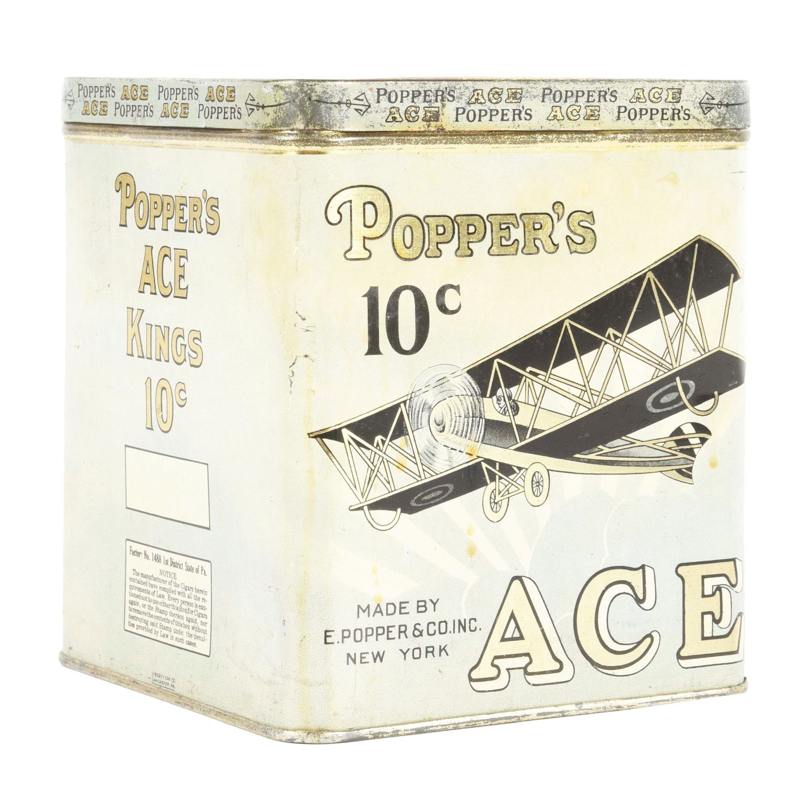 POPPER'S ACE TIN CIGAR CANISTER. (1 of 4)