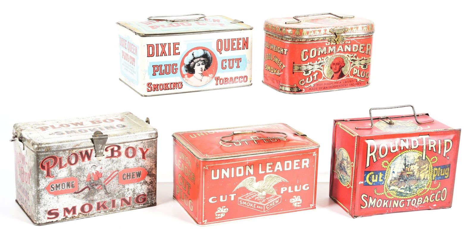 COLLECTION OF 5: EARLY TOBACCO TINS. (1 of 4)