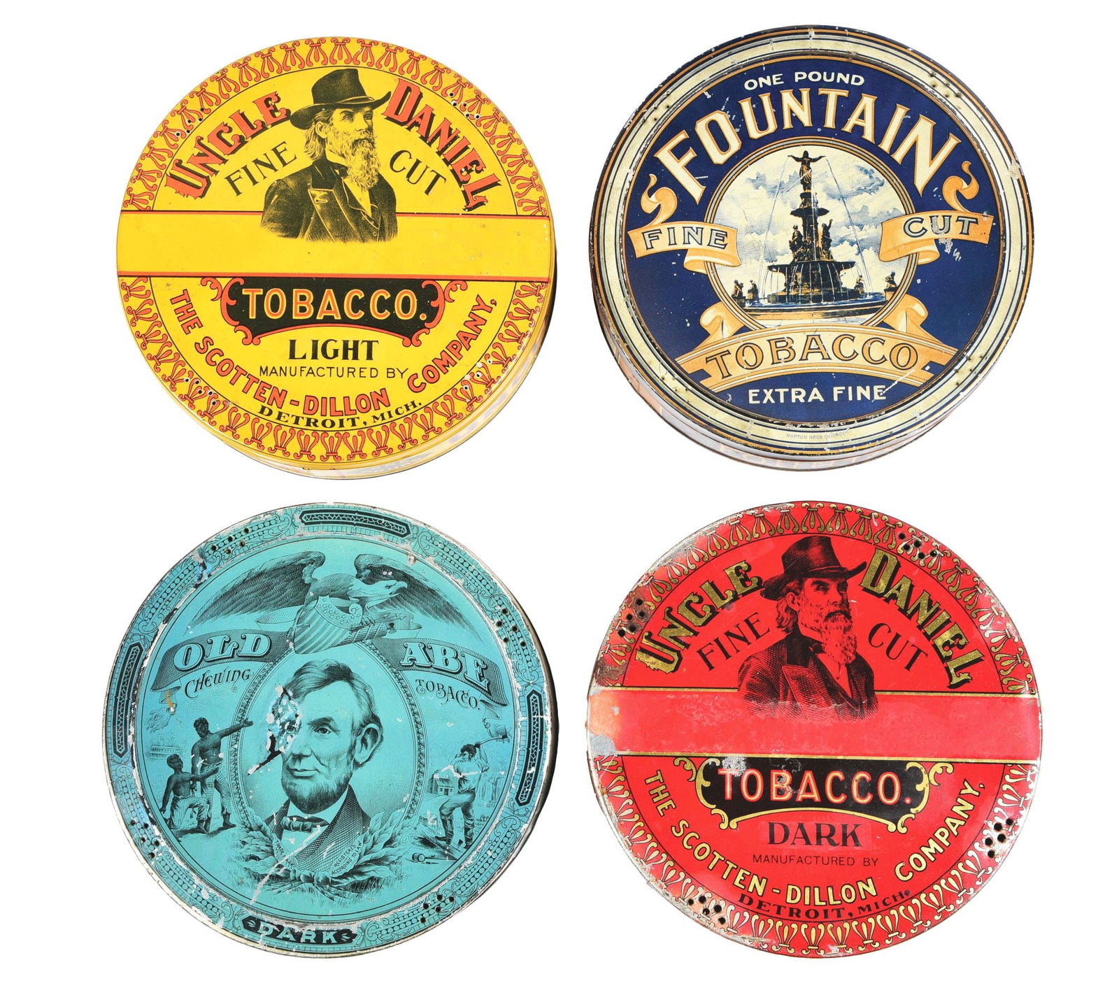 COLLECTION OF 4: PIE-SHAPED TOBACCO TINS. (1 of 3)