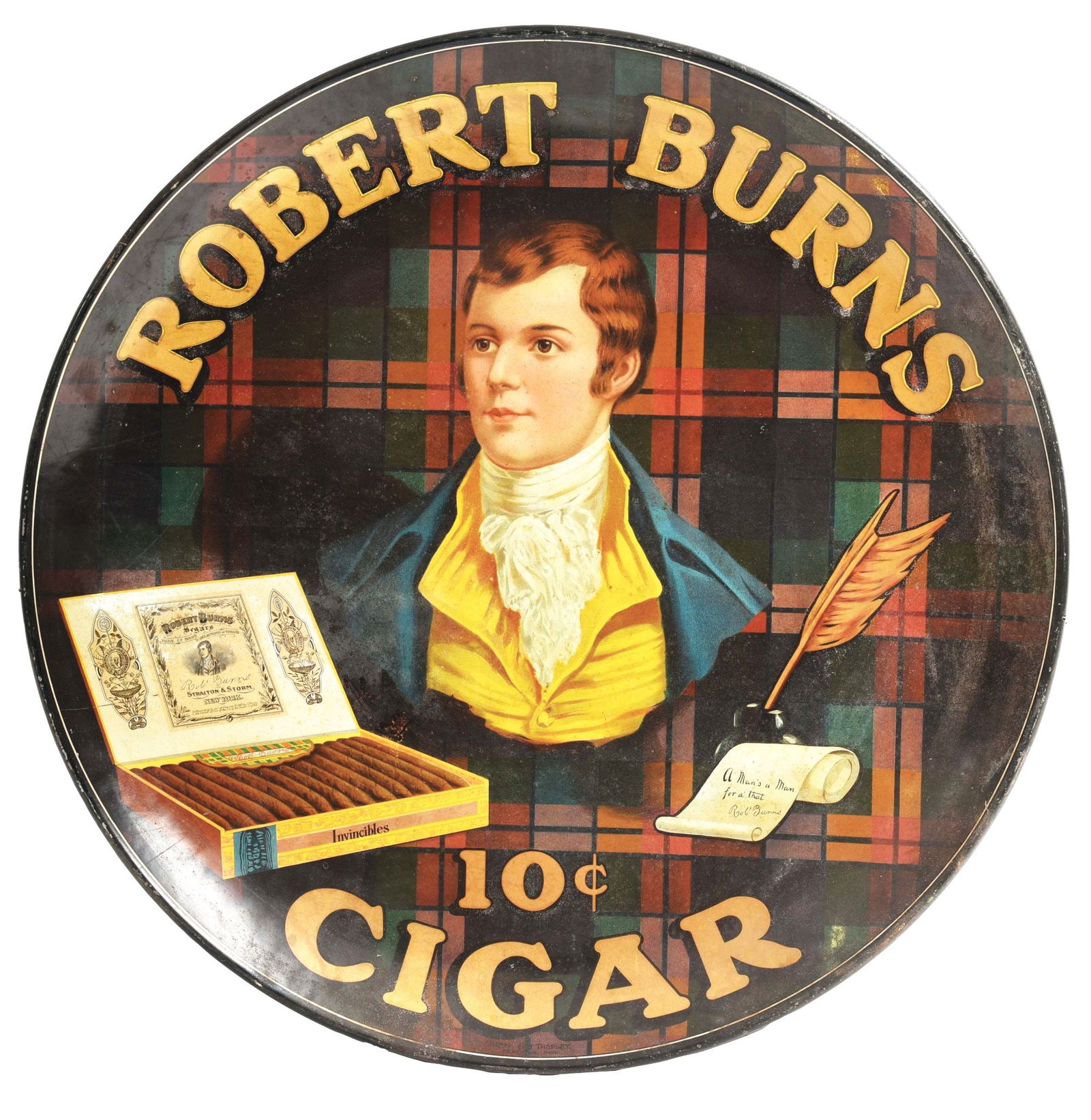 ROBERT BURNS CIGAR TIN CHARGER SIGN. (1 of 2)