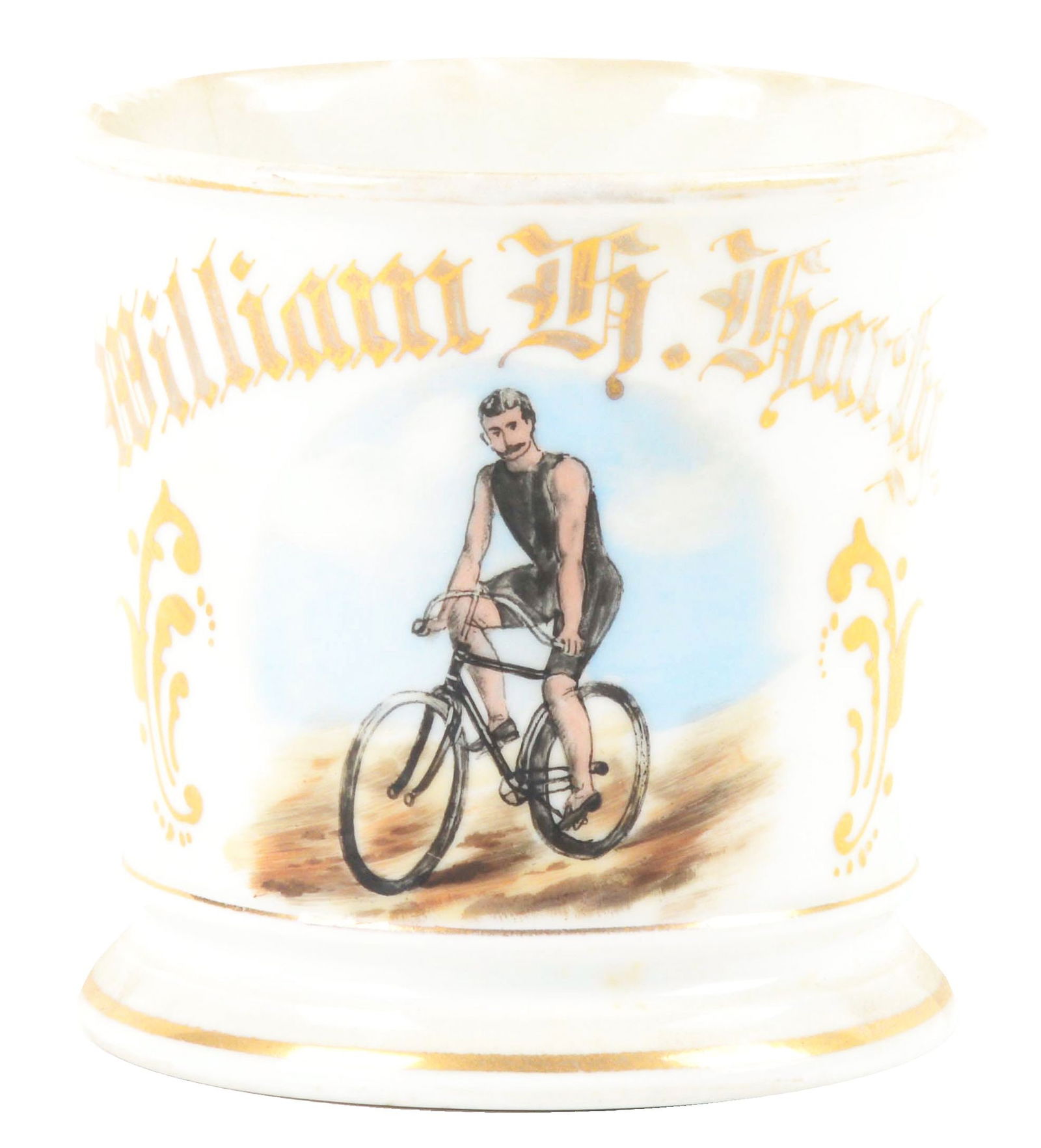 BICYCLIST SHAVING MUG. (1 of 5)