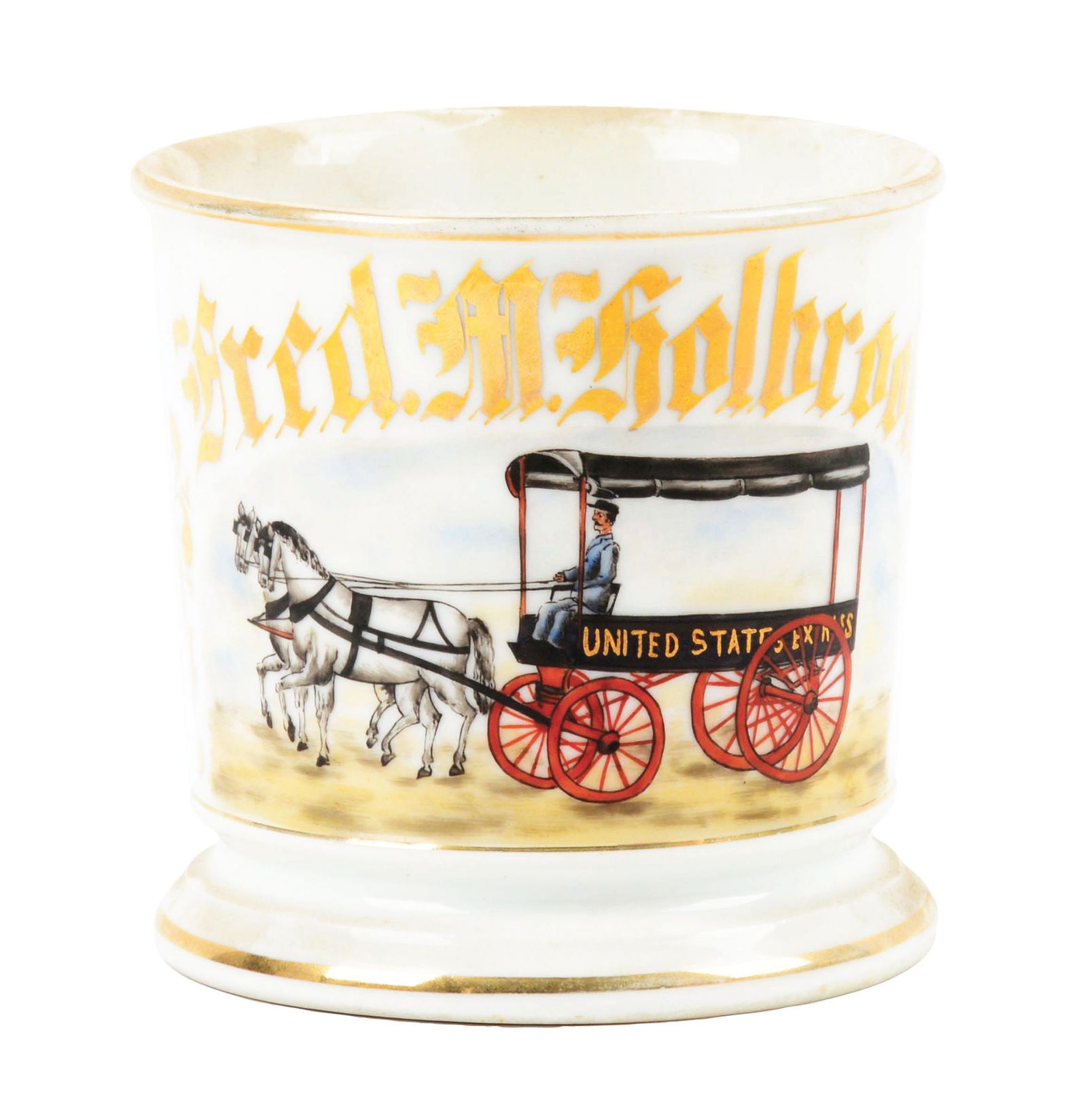 HORSE-DRAWN MAIL DELIVERY TRUCK SHAVING MUG. (1 of 5)