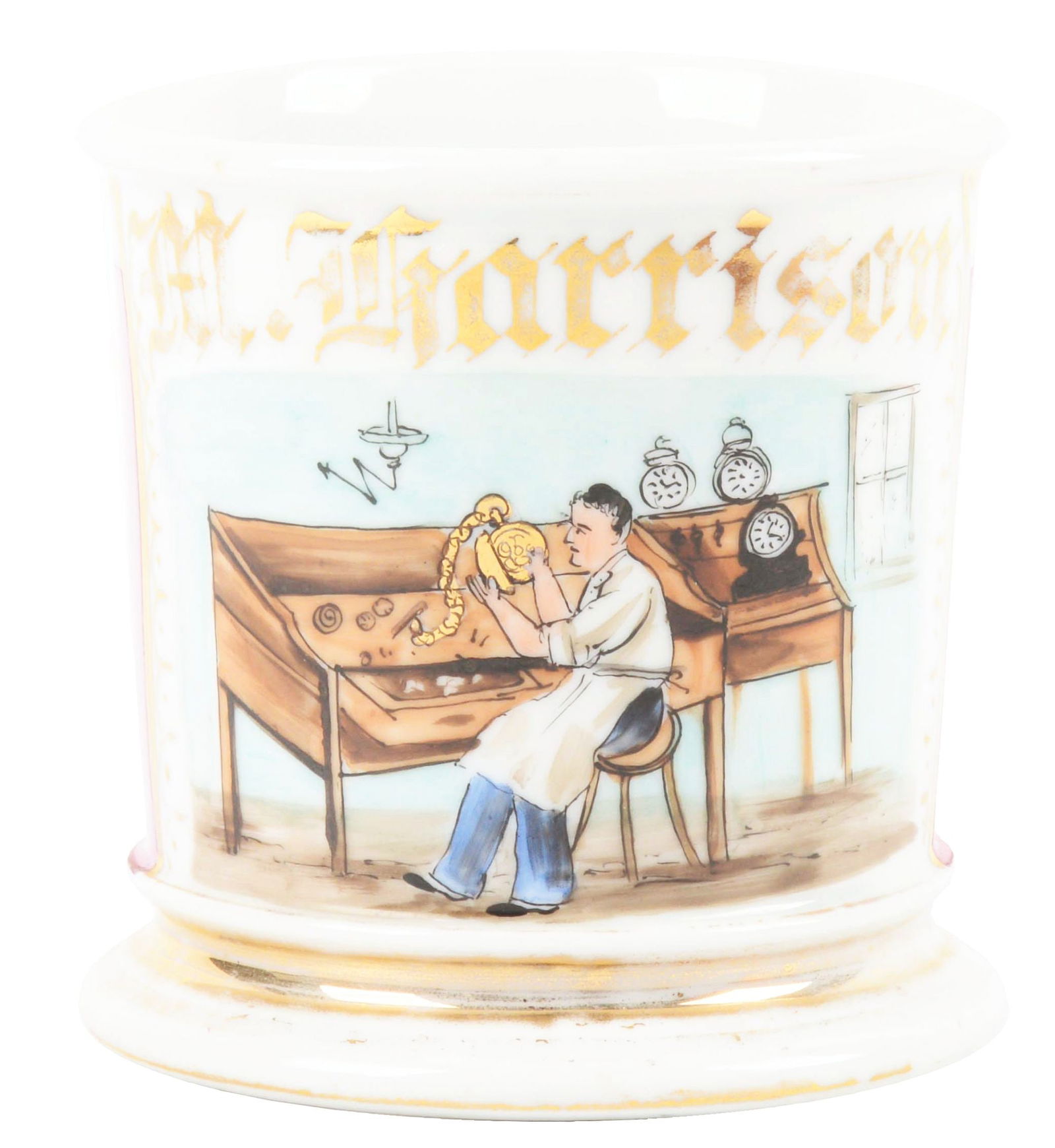 CLOCK MAKER SHAVING MUG. (1 of 5)