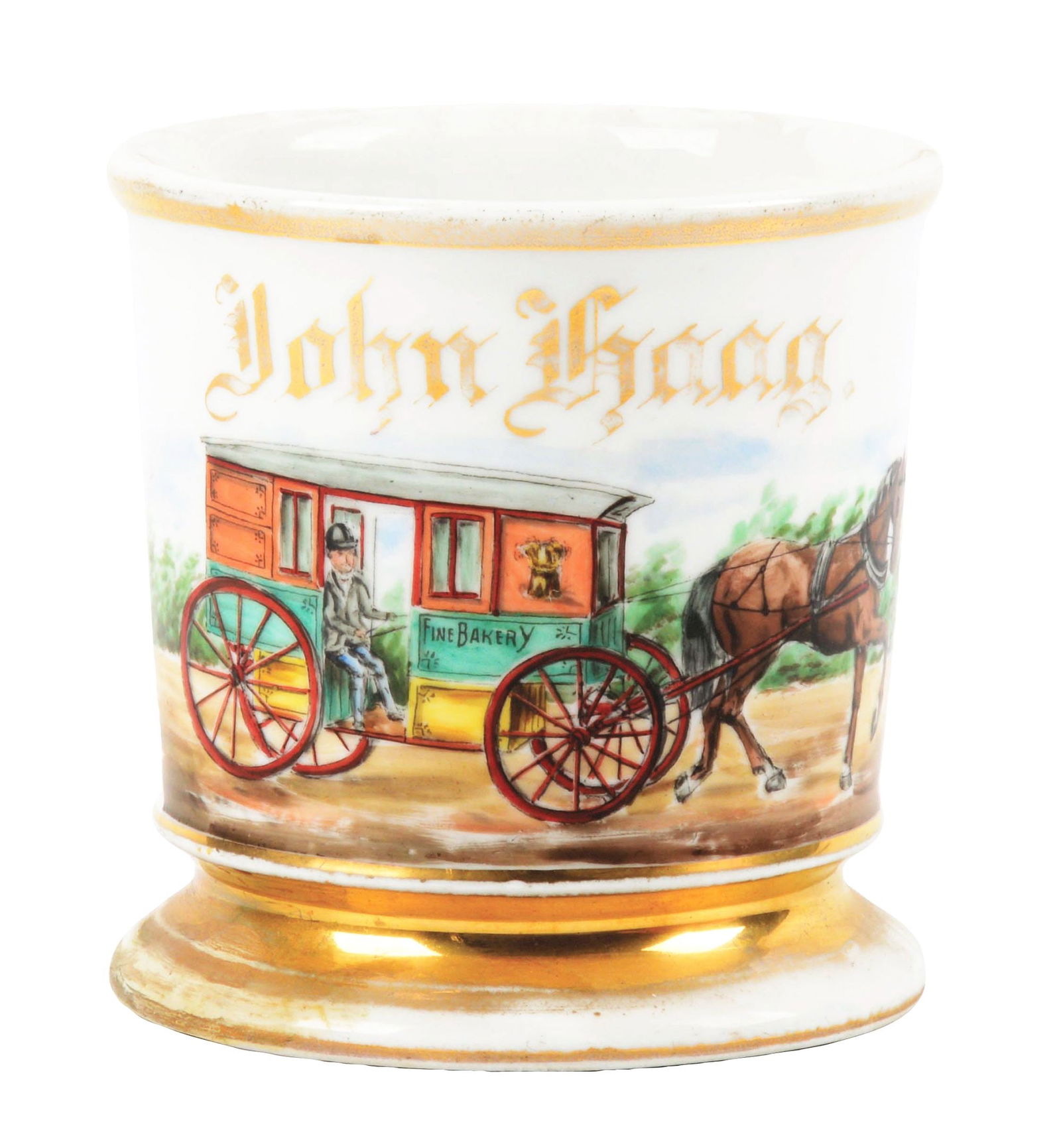 HORSE-DRAWN DELIVERY WAGON SHAVING MUG. (1 of 5)