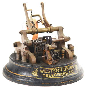 UNIVERSAL WESTERN UNION STOCK TICKER MACHINE.: Technically known as the Western Union Automatic Self-Winding Ticker, this was used throughout the 1920s and into the 1940s. It initially provided stock quotes, and later news and sporting event info.